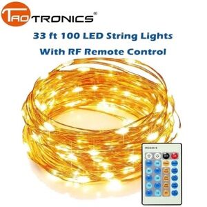 33-foot warm white string lights with remote control
